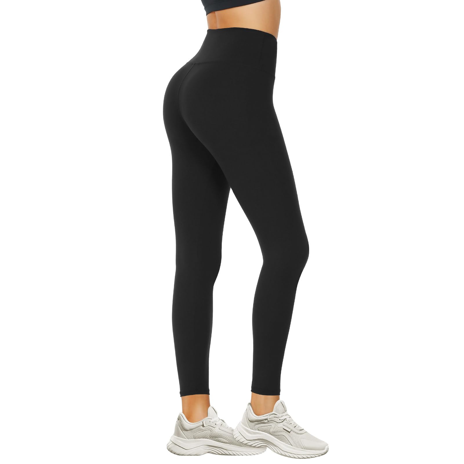 DDOBB Leggings Women's High Waist Sports Leggings Long Black Leggings Opaque Tummy Control Sports Trousers Elastic Yoga Trousers Gym Festival Outfit
