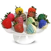 From You Flowers Rainbow Chocolate Covered Strawberries - 12 Fresh Belgian Dipped Berries with Colorful Drizzle for Birthday &amp; Get Well