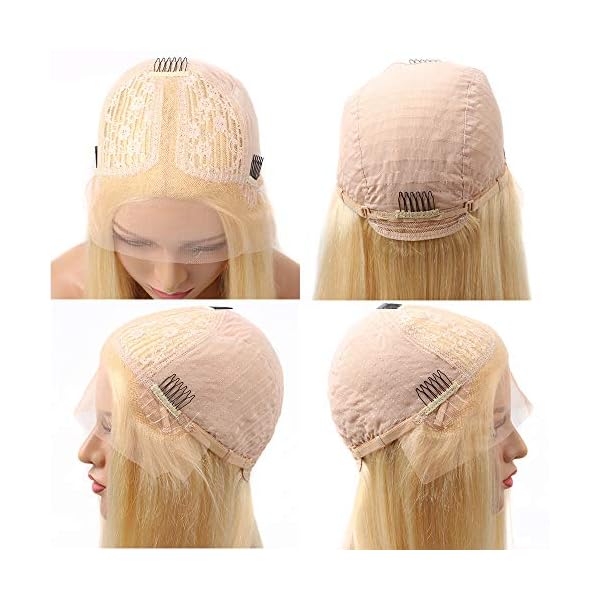 HC 613 Blonde Lace Front Wig Human Hair Middle Part 20 inch 