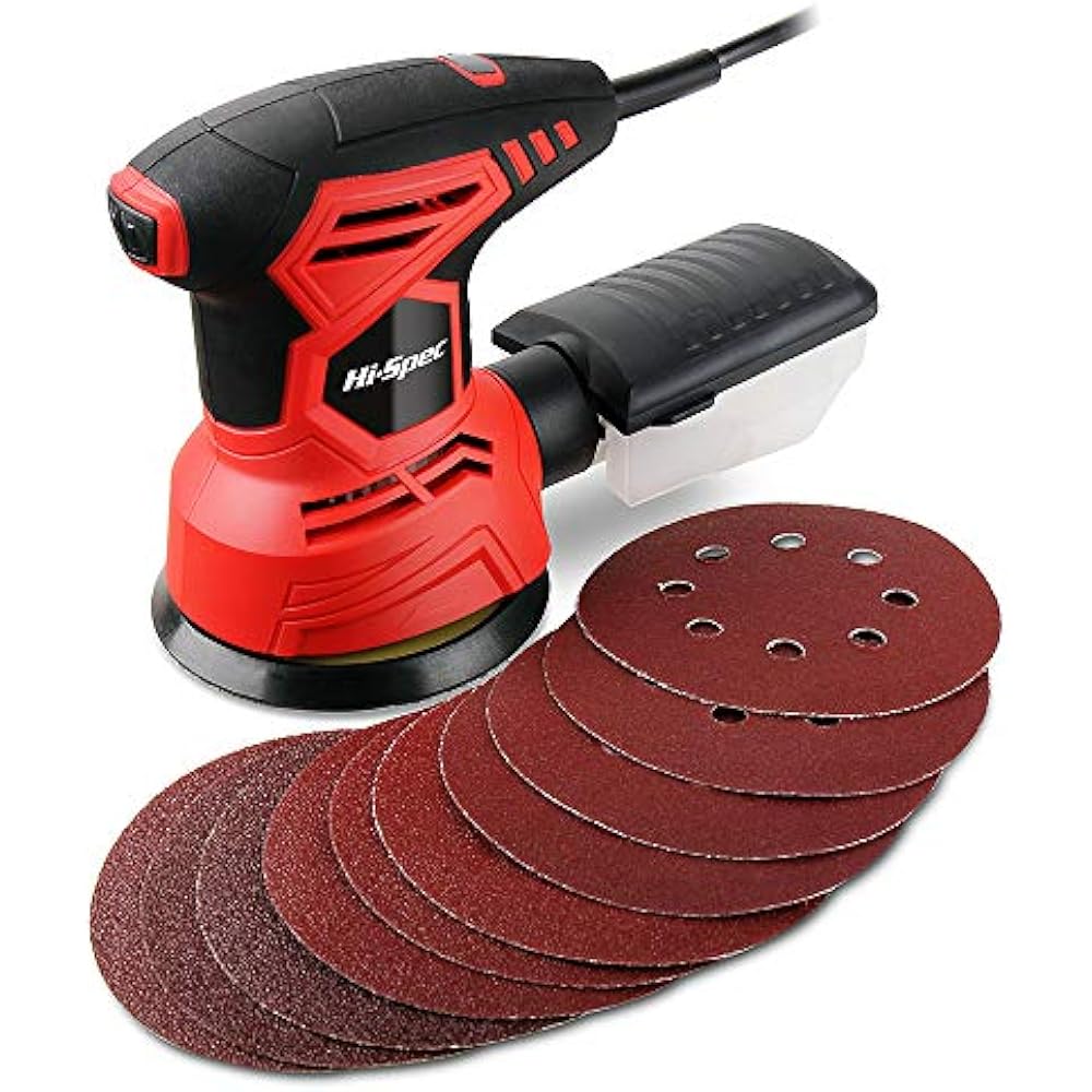 HiSpec 240W Rotating Disc Palm Sander Dust Collector & 10pc Sanding