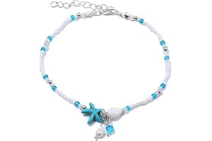 AONKLOT Shell Ankle Bracelets for Women Beach Anklets for Women Boho Layered Shell Anklet Set Bead Bracelets Gold Ankle Bracelets for Beach Jewelry Summer Outfits for Women