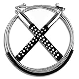 IEKA Fitness Jump Rope,Stainless Steel Black and White Handle,Weighted Speed Cable,Not Winding and Light,The Best for Boxing&Travel Gym/Sports Training & MMA and Skipping