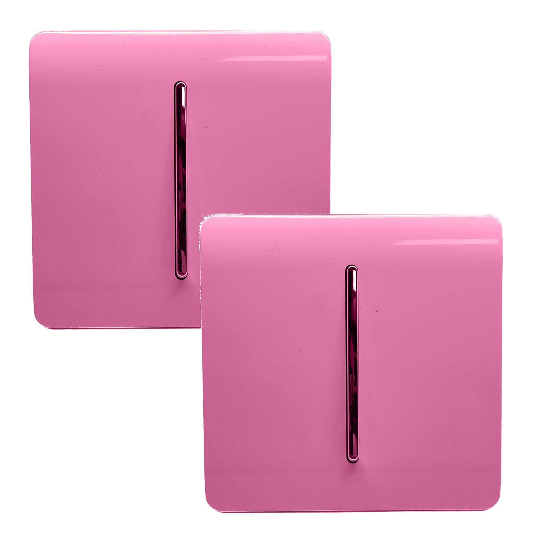 Trendi 1 Gang 2 Way Artistic Modern Glossy 10 Amp Rocker Tactile Light Switch Pink (2 Pack) — image 1