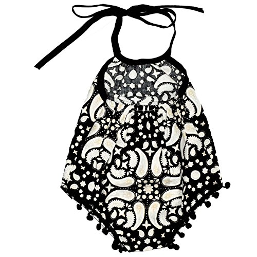 Unique Baby Girls Baby Sunsuit Summer Halter Top Romper (Black, 12 yr
