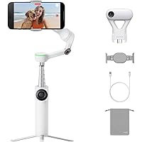Insta360 Flow 2 Pro AI Tracker Bundle White - Foldable AI Phone Gimbal, Track in 200+ Apps with Apple DockKit, AI Tracker, Mu