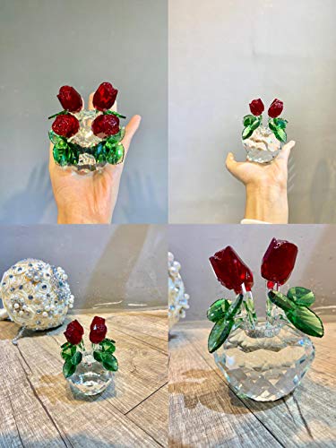 HD-HYALINE-DORA-Red-Rose-Figurine-Ornament-Spring-Bouquet-Crystal-Glass-Flowers-Gift-Boxed