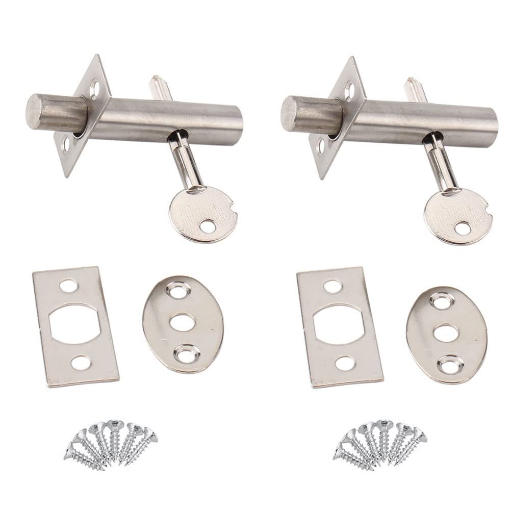 BDHI 2pcs Door Security Rack Bolt Door Mortice Rack Bolt Security Deadbolt Mortice Door Lock with Bolts and Star Keys Bolt Thumb Turn Anti-Theft Door Lock(Y123-2)