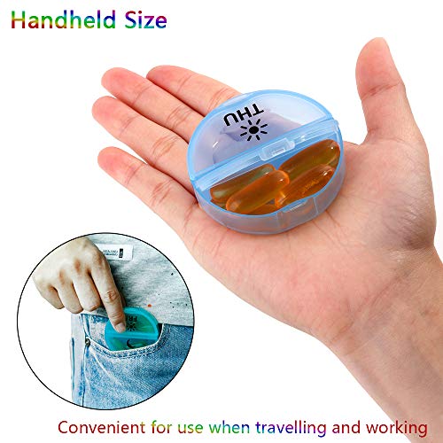 Daily Pill Organizer (Twice-a-Day) - Weekly AM/PM Pill Box,Round Medicine Organizer,7 Day Pill Container,Vitamin Organizer for Vitamin/Fish Oils/Supplement