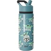 Simple Modern Kids Summit Water Bottle with Straw Lid | Star Wars Baby Yoda Grogu 18oz Stainless Steel Cup Insulated Tumbler for Boys, Girls, School | Grogu Doodle