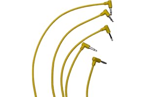Starving Students Music Supplies SSMS - Luigis Modular M-PAR Right Angled Eurorack Patch Cables - Package of 5 Yellow Cables (45cm)