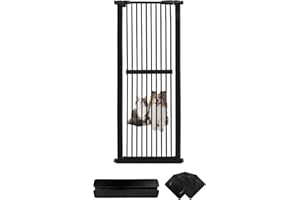 Lumizone Extra Tall Cat Gate 61.02" High Pressure Mounted Extra Wide 26.38"-30.11" (17Sizes) 1.37" Gap No Drilling Auto-Close Tall Pet Gate for Dogs (Black, 26.38"-30.11"/67-76cm)