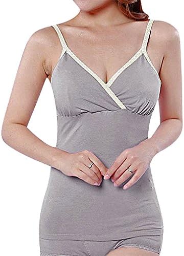 Hibukk Women's Simple Basic Sleeveless Elegant Strap Breastfeeding Bra Top, Gray 6 ,Manufacturer(L)