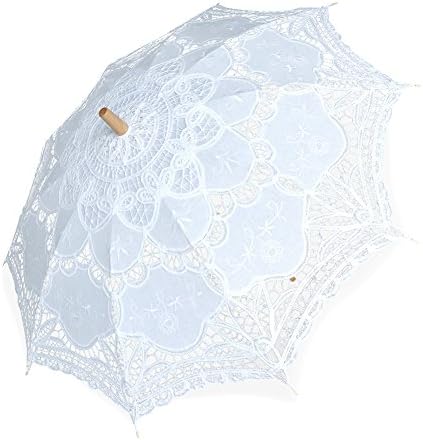 Lucky Gourd Lace Umbrella Parasol Romantic Wedding Umbrella Photograph Decoration (White)