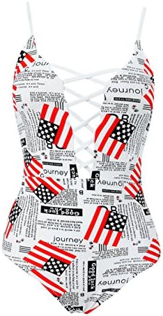 Sondiborn Swimwear Women's One Piece Criss Bandage Swimsuit Solid Color Floral Print Monokini (S, print #6)