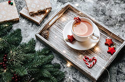 image for Comfify Rustic Wooden Serving Trays with Handle – Set of 3 – Large
