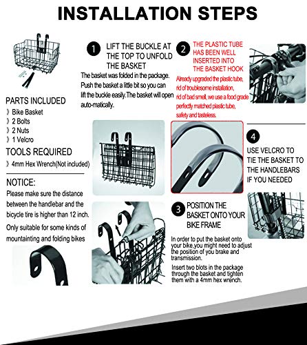 image for ONWAY Bike Basket for Women Folding Front Handlebar and Rear Rack Bicy