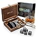 Whiskey Stones Gift Set in Box with 9 Whiskey Rocks – Drink Stones for chilling Whiskey – Whisky Ice Cubes for Drinks – Pouch for Ice Rocks – Tongs for Chilling Stones