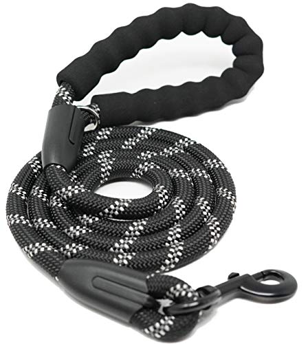 iYoShop Dog Leash Pet Training Leashes Quality Thick Nylon Soft Handle and Light Weight Pet Lead for Small Medium Large Dogs, Black, Small Medium (5 FT)