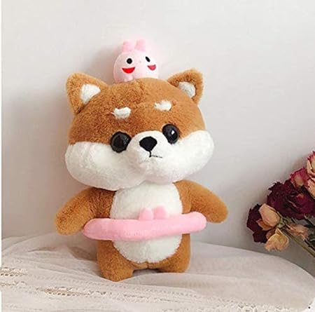 Amazon Hnzs かわいい柴犬ぬいぐるみ恐竜人形人形超uい面白いベッド枕ハスキー人形ブラウン犬パウダー25センチ ぬいぐるみ おもちゃ