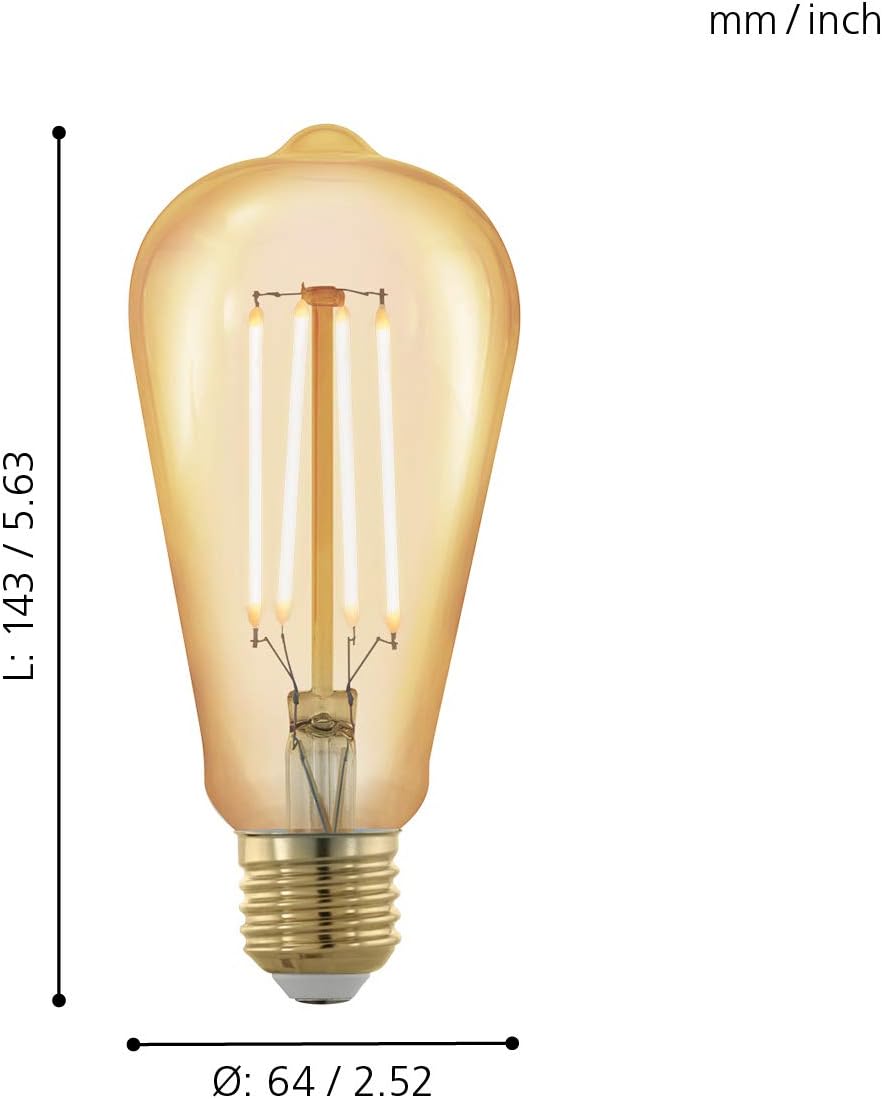EGLO LED E27 Dimmable, Golden Vintage Bulb, LED Globe for Retro Lighting 4 Watt (equivalent to 30 Watt), 320 Lumen - Image 4