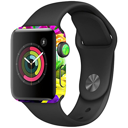 MightySkins Skin For Apple Watch Series 2 42mm – Colorful Flowers Protective, Durable, and Unique Vinyl Decal wrap cover | Easy To Apply, Remove, and Change Styles | Made in the USA