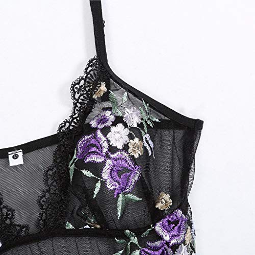 Women Lingerie Bodysuit Embroidered Lace Teddy One Piece Babydoll - Thumbnail 7