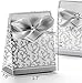 100 Pack Party Favor Boxes, Silver Decorative Boxes with Ribbons, for Small Party Gift, Chocolate, Wedding Cake Slices