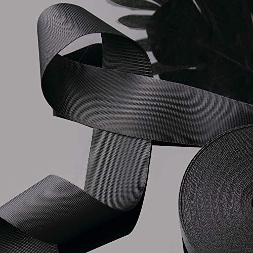 JIAKAI 2 Inch Wide 10 Yards Nylon Heavy Duty Webbing Strapï¼ŒPolypropylene Heavy Straps for Bags, Hammocks, Outdoor Climbing and DIY Making Luggage Strap, Pet Collar, Backpack Repairing (Black)