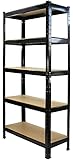 1 x Black 75cm Wide Racking Garage Storage Shelving Heavy Duty 5 Tier Shelf Unit 75cm x 30cm x 150cm