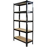 1 x Black 75cm Wide Racking Garage Storage Shelving Heavy Duty 5 Tier Shelf Unit 75cm x 30cm x 150cm