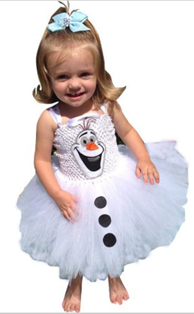 CXFashion Elsa Olaf Tutu Dress Up Girls Baby Kids Fancy Halloween Party Costume