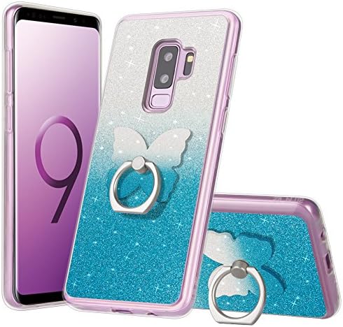 Samsung Galaxy S9 Plus Glitter Case with Finger Ring Stand Holder [Anti-Scratch] Fashion Soft TPU Rotating Holder Grip Stand Cover Case for Samsung Galaxy S9 Plus[Blue]