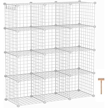 C&AHOME Wire Cube Storage Organizer, 12-Cube Storage Shelf, Storage Bins, Modular Bookcase Shelving, DIY Closet Cabinet Ideal for Living Room, Bedroom, Office 36.6