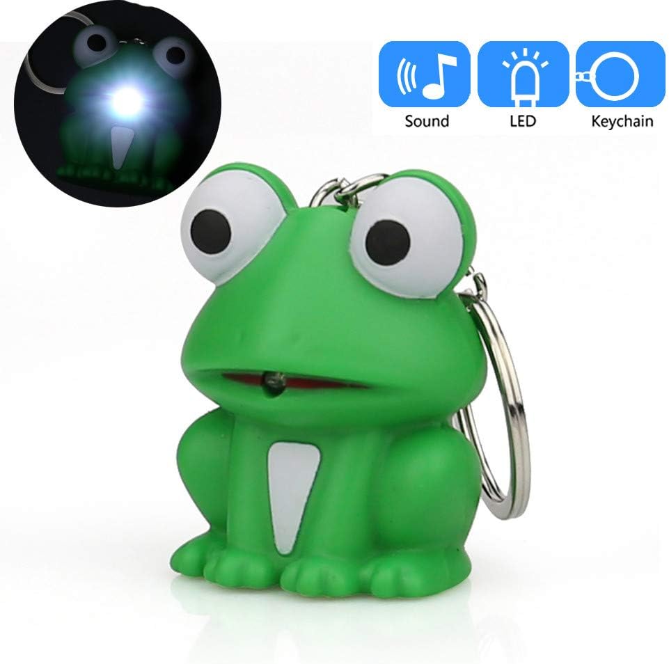 Festiday Cute Keychain, Popular Green Frog Keychain With LED Light And Sound Key Chain Keyring Purse Bag Pendant Decor Accessory Gift for Women Girl Pretty Car Key Ring Bag Accessories Kids Toy