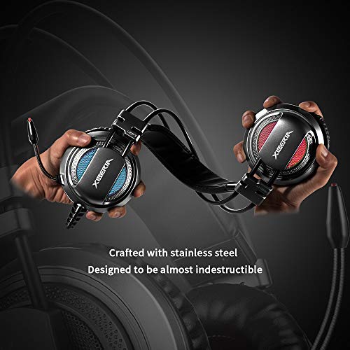 XIBERIA USB-V10D PS4 Headset-Stereo Gaming Headset,Noise Isolation Wired Over Ear Stereo Gamer Headphones with Microphone and Volume Contro for PC/PS4/Skype/Webinar(Grey)