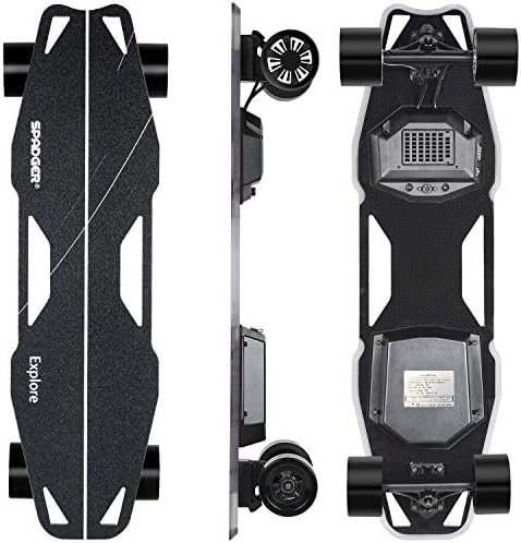 Spadger Electric Skateboard D5X Plus 35’’ Boosted Longboard, 23Mph 900W Dual Motor, 12 Miles Range, Load up to 264Lbs, with Wireless Remote Control & APP Control Bulit-in LED Lights