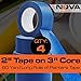 No-Residue Blue Painters Tape 2 inch 4x 60 Yard Roll. Easy-Tear, Pro-Grade Removable Masking Tape Great for Home, Office, Commercial Contractor. Clean, Drip-Free Painting w/ Wide Crepe Paper Rolls