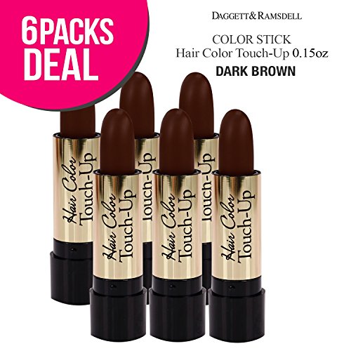 (6 PACK) Root Color Cover Stick Hair Color Touch-Up 0.15oz (DARK BROWN)