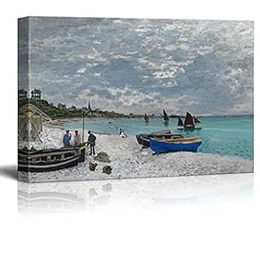 The Beach at Sainte-Adresse by Claude Monet - Canvas Print Wall Art Famous Painting Reproduction - 12" x 18"