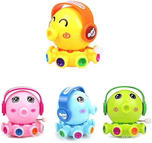 Cute Plastic Animal Clockwork Spring Toys Wind Up 360 Degree Rotation Octopus Doll Gift for Kids Random Color