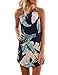 SugooVibe Womens Summer Sleeveless Print Chiffon Tropical Palm Dress Casual Sundress Navy