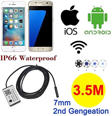 Clearance Sale Upgraded WiFi Borescope Waterproof Inspection Camera Endoscope Wireless Snake Camera Video 2.0 Megapixels HD for Andorid and IOS iPads, iPhone, Samsung, Tablet - 3.5 Meter