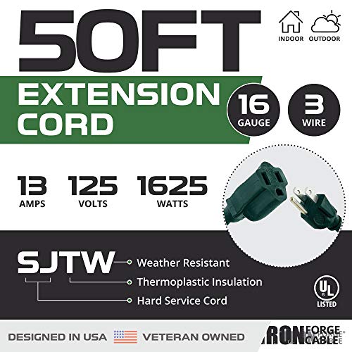 50 Ft Outdoor Extension Cord - 16/3 Durable Green Cable - //medicalbooks.filipinodoctors.org