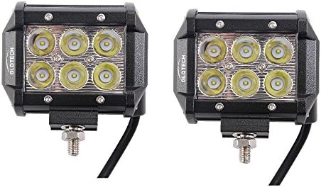 Glotech 2Pcs 4" 18W CREE LED Work Light Bar Spot Beam Waterproof for Off-road Truck Car ATV SUV Jeep Boat 4WD ATV Auxiliary Driving Lamp