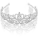 Silver Princess Tiara with Comb & Ribbon Loop – For First Communion, Wedding, Pageant, Sweet 16 & Baby Shower