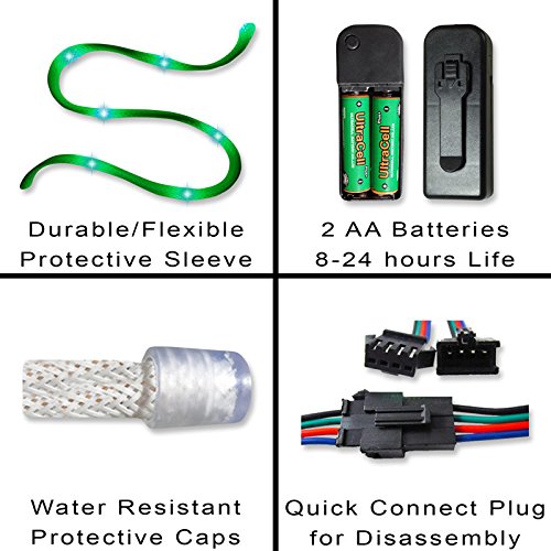 UltraPoi – UltraWire Mini – Multi Color String Lights for Bike, Camping, Festivals, Safety, Emergencies - Portable Battery LED Stip - Better Than El Wire