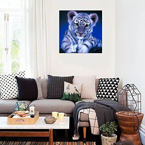 Diamond Painting, 5D DIY Cute Tiger Rhinestone Embroidery Crystal Cross Stitch Home Wall Decoration Arts Craft for Adults Kids (C)