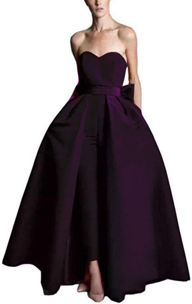 VeraQueen Women's Jumpsuits Evening Dress With Detachable Skirt Prom Gowns Pants