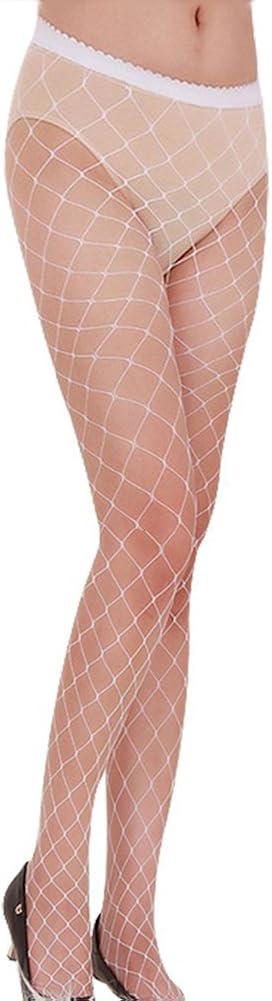 Ypser Big Cross Fishnet Tights Seamless Nylon Large Mesh Stockings Hollow Out Pantyhose, White - Image 4