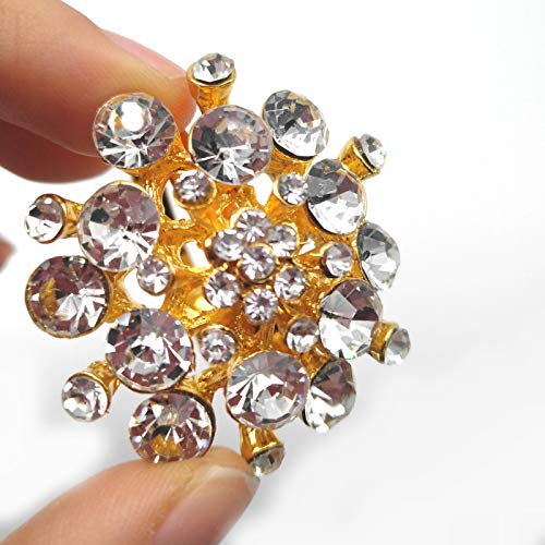 Joyindecor Napkin Rings Set of 6 - Crystal Flower Rhinestone Napkin Ring Holder for Wedding Party Home Kitchen Dining Table Linen Accessories (Golden-1)